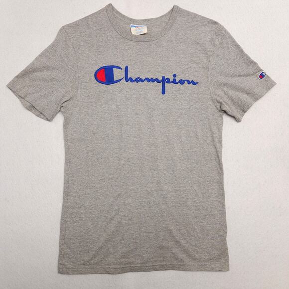 Champion Casual Graphic Short Sleeve Crew Neck T Shirt Mens Size Small S Gray - Picture 2 of 9